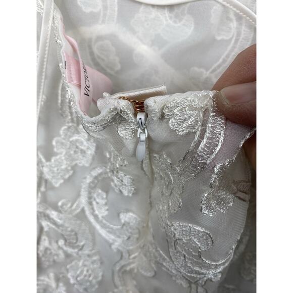 VICTORIA'S SECRET Slip Dress Lingerie XXL White Lace Strappy Back Halter - Picture 6 of 12